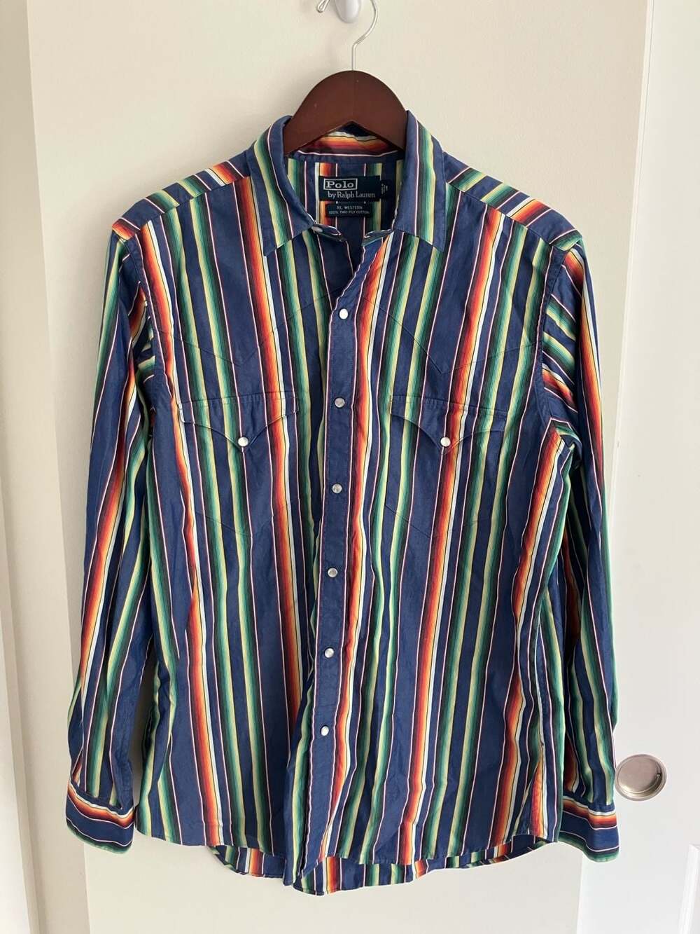Polo Ralph Lauren RL Western Serape Stripe Pearl Snap Shirt